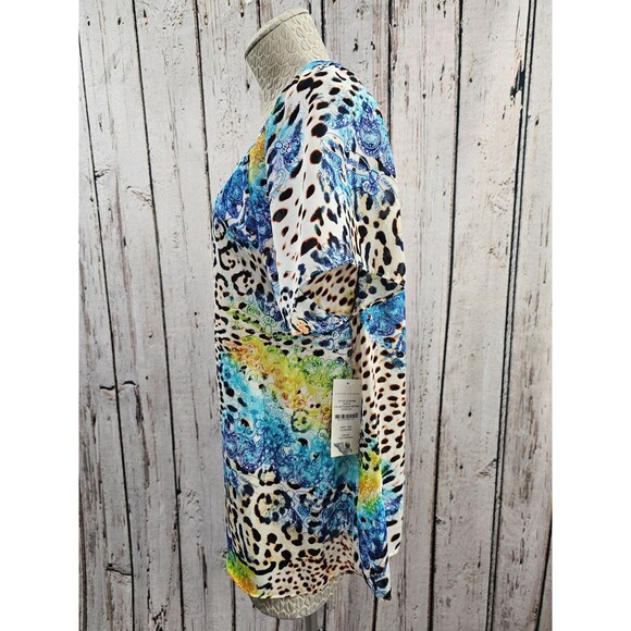 ALK Women's Medium Valerie Stevens Multicolor Popvoer Open Back Blouse Shirt Top - Picture 5 of 8